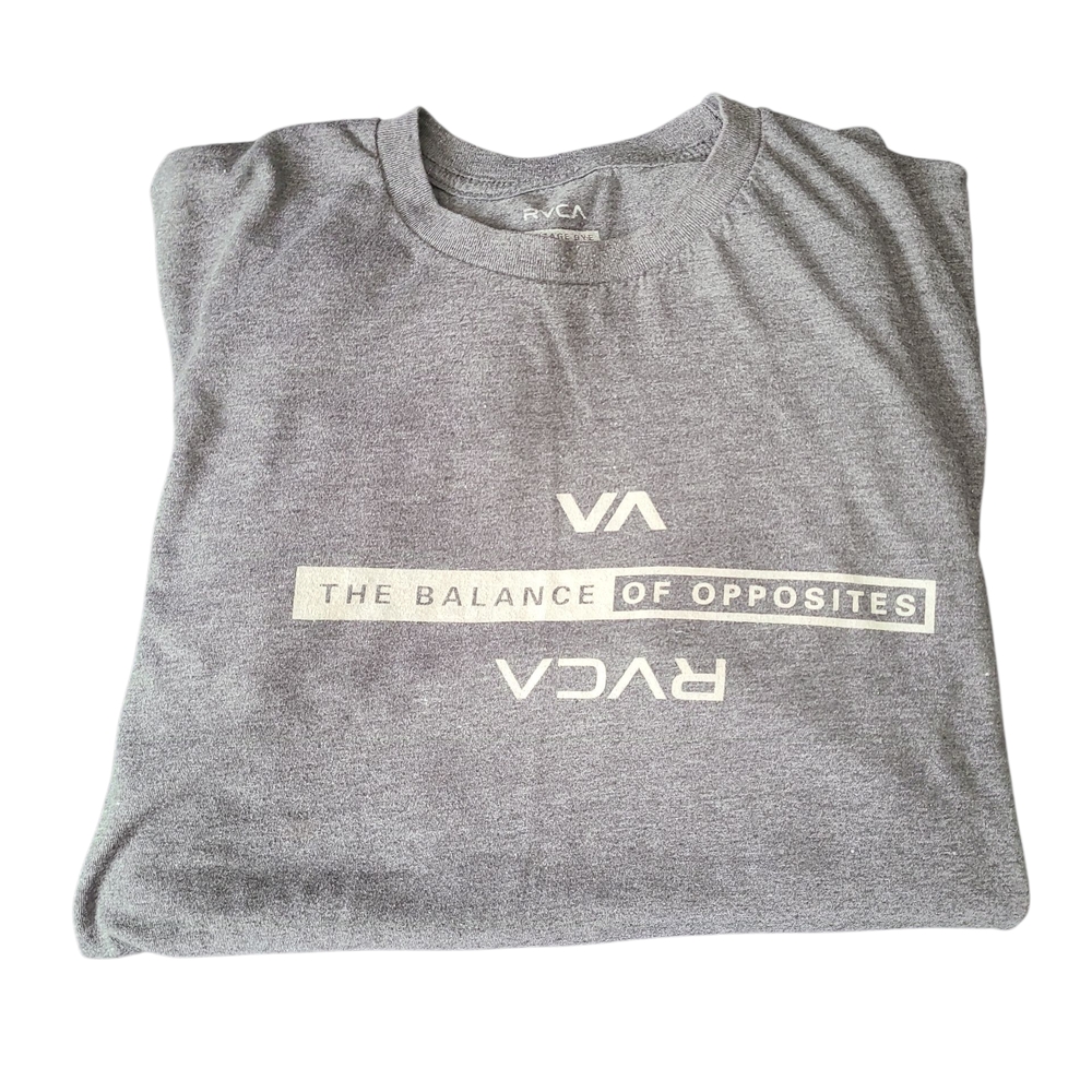 RVCA Men's Short Sleeve T-Shirt Size XL  Gray Crew Neck Balance Of Opposites